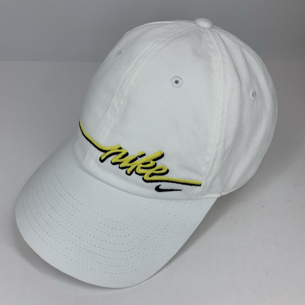 White Yellow Nike Hat Womens Heritage86 One Size Adjustable Strap Baseball Cap